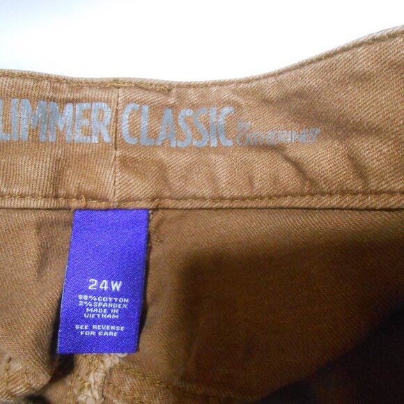 EXCELLENT WOMEN'S SZ 24W SLIMMER CLASSICS BY CATHERINES BROWN DENIM JEAN PANTS - Picture 2 of 9